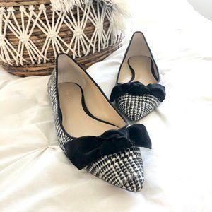 Ann Taylor Camryn Flannel Houndstooth Bow Flats